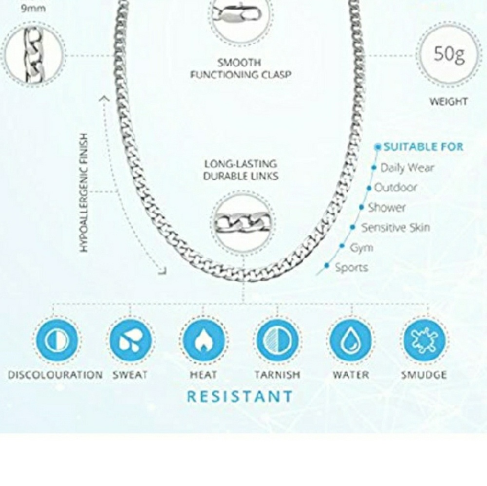 MEN'S STERLING SILVER CHAIN NECKLACE - Picture 4 of 6